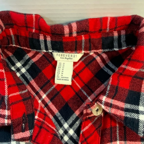 Forever 21 red, black and white tartan plaid sleeveless shirt size M - Picture 4 of 4